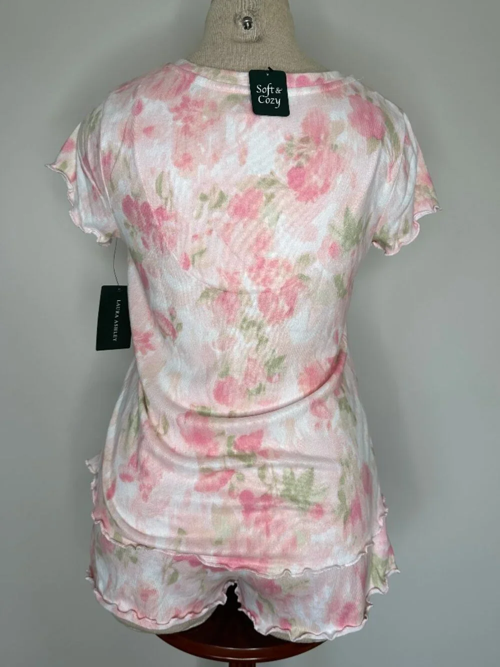 Laura Ashley Women's Vintage Floral Print Soft Cozy Short Pajama Set Size Small